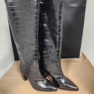 SCHUTZ ANALEAH Women's CROCO PRINT LEATHER WESTERN BOOT. SIZE 8.5